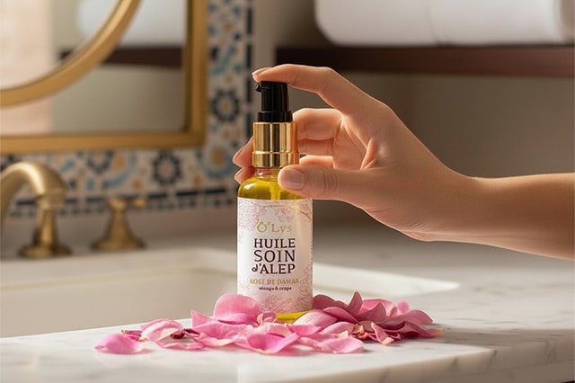Huile de soin d'Alep à la Rose de Damas